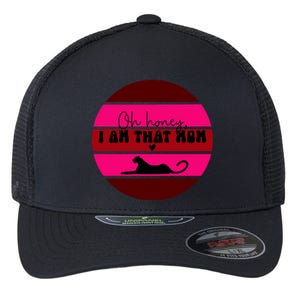 Oh Honey IM That Mom Leopard Mom Purple Sunset MotherS Day Great Gift Flexfit Unipanel Trucker Cap