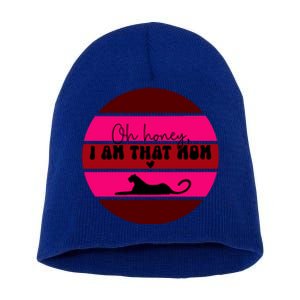 Oh Honey IM That Mom Leopard Mom Purple Sunset MotherS Day Great Gift Short Acrylic Beanie