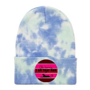 Oh Honey IM That Mom Leopard Mom Purple Sunset MotherS Day Great Gift Tie Dye 12in Knit Beanie