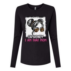 Oh Honey I Am That Mom Messy Hair Bun Leopard Gift Womens Cotton Relaxed Long Sleeve T-Shirt