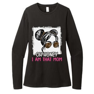 Oh Honey I Am That Mom Messy Hair Bun Leopard Gift Womens CVC Long Sleeve Shirt