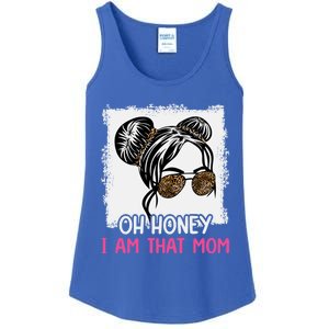 Oh Honey I Am That Mom Messy Hair Bun Leopard Gift Ladies Essential Tank