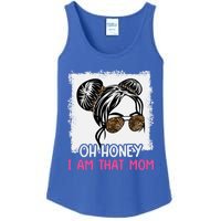 Oh Honey I Am That Mom Messy Hair Bun Leopard Gift Ladies Essential Tank