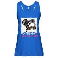 Oh Honey I Am That Mom Messy Hair Bun Leopard Gift Ladies Essential Flowy Tank