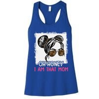 Oh Honey I Am That Mom Messy Hair Bun Leopard Gift Women's Racerback Tank