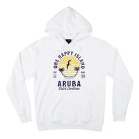 One Happy Island Aruba Retro Sunset Palm Ocean Vintage Hoodie