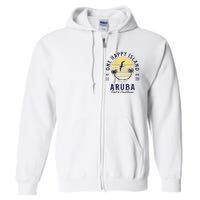 One Happy Island Aruba Retro Sunset Palm Ocean Vintage Full Zip Hoodie