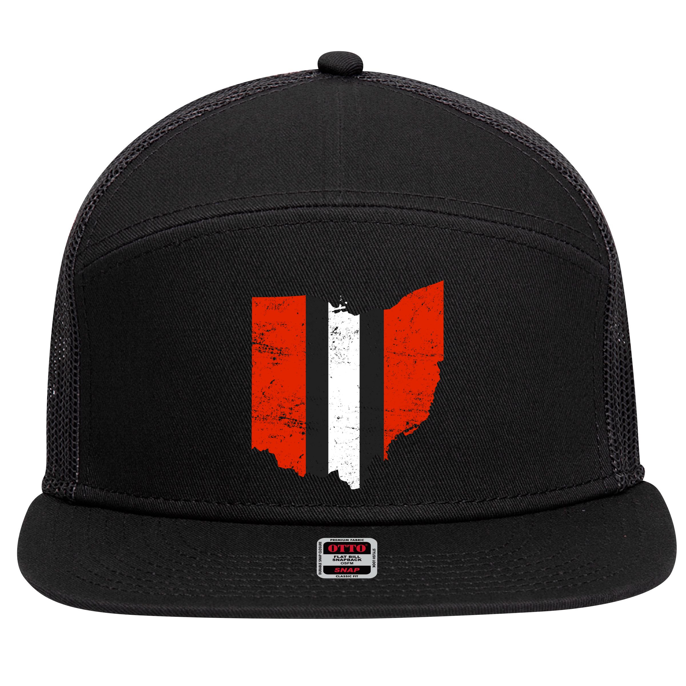 Ohio Cleveland Stripe Football 7 Panel Mesh Trucker Snapback Hat