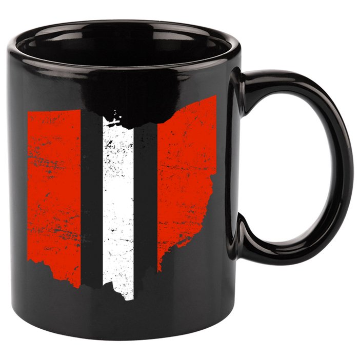 Ohio Cleveland Stripe Football 11oz C Handle Ceramic Mug