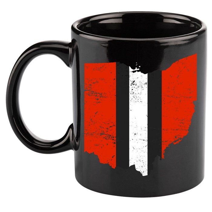 Ohio Cleveland Stripe Football 11oz C Handle Ceramic Mug