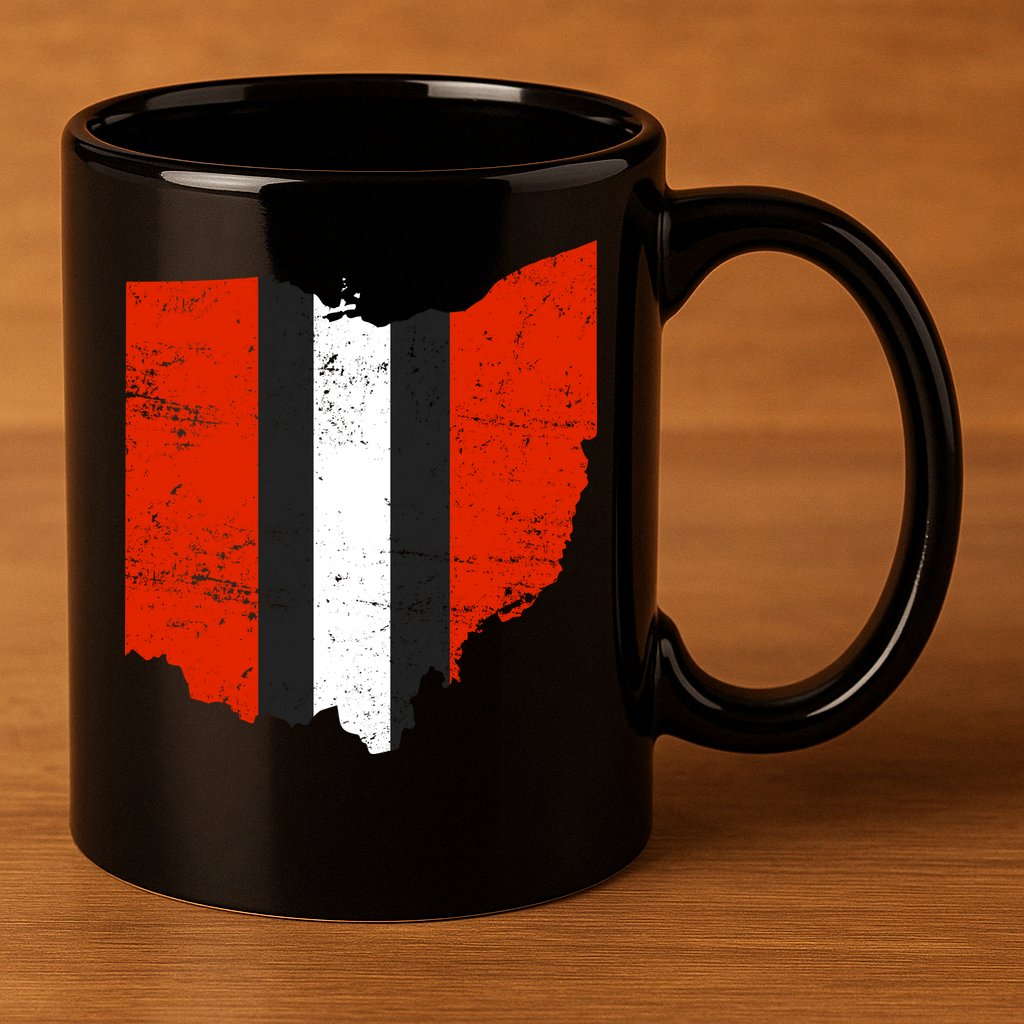Ohio Cleveland Stripe Football 11oz C Handle Ceramic Mug