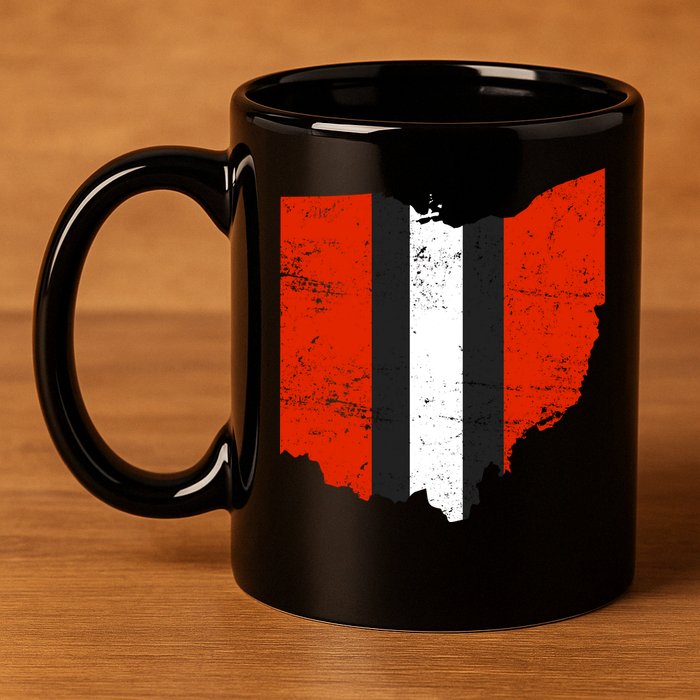 Ohio Cleveland Stripe Football 11oz C Handle Ceramic Mug