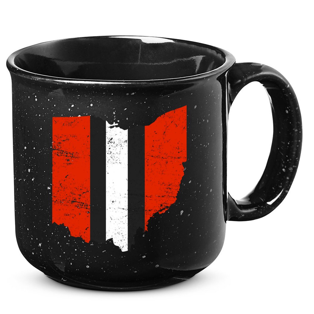 Ohio Cleveland Stripe Football 15oz Campfire Ceramic Mug