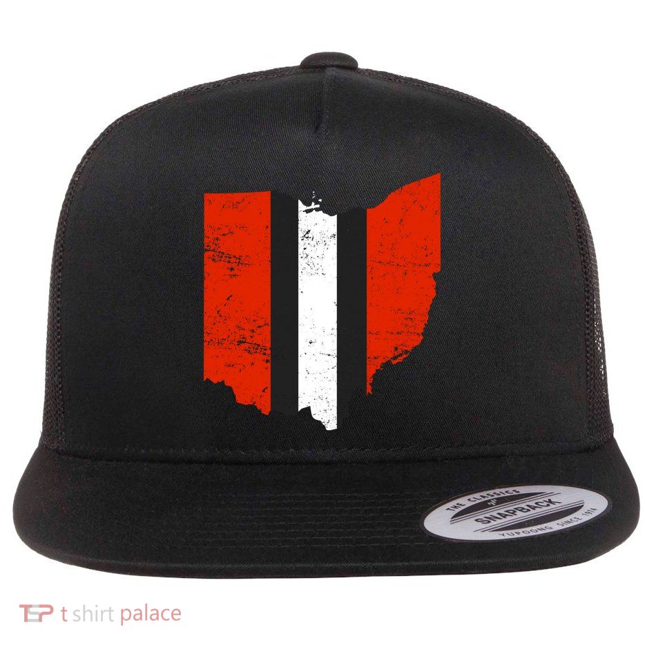Ohio Cleveland Stripe Football Flat Bill Trucker Hat
