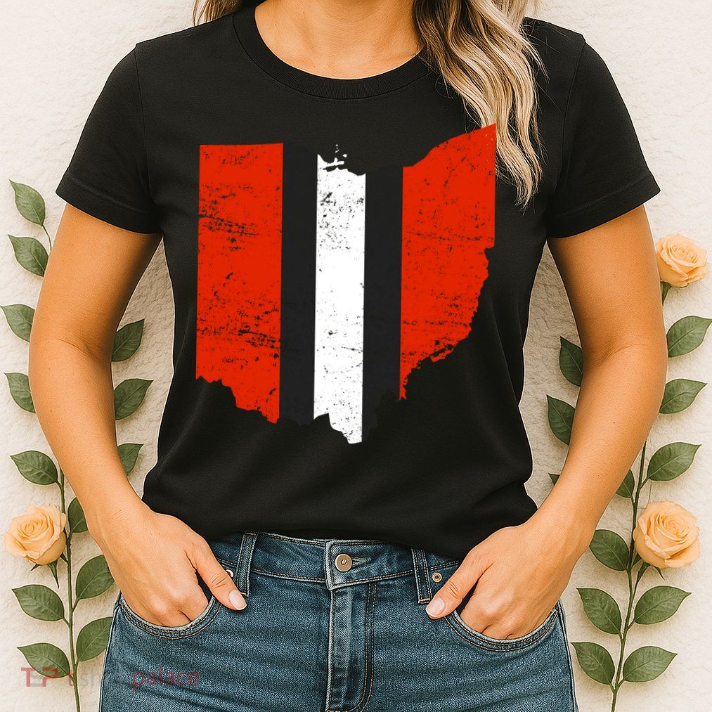 Ohio Cleveland Stripe Football Womens T-Shirt