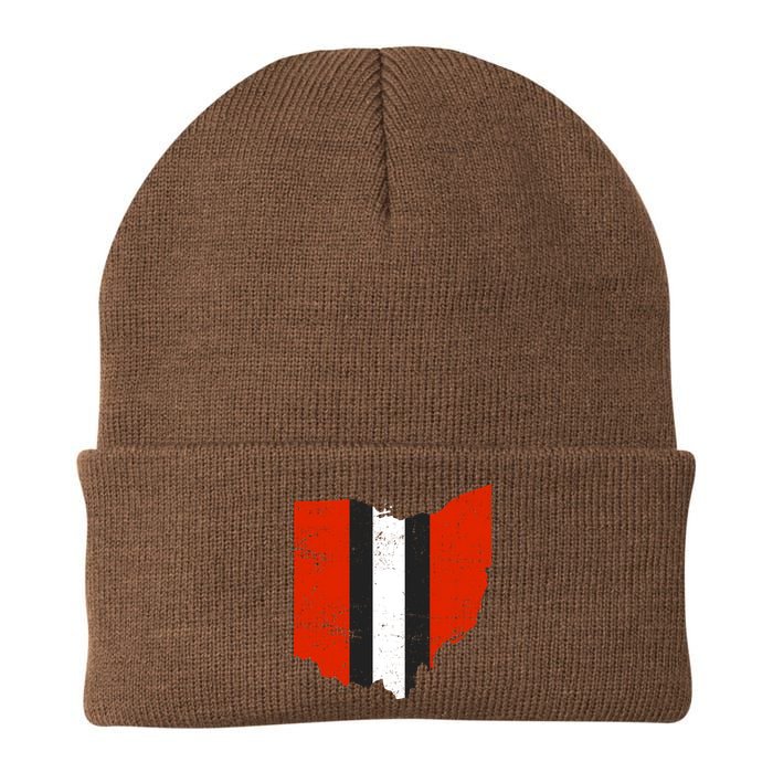 Ohio Cleveland Stripe Football Knit Cap Winter Beanie