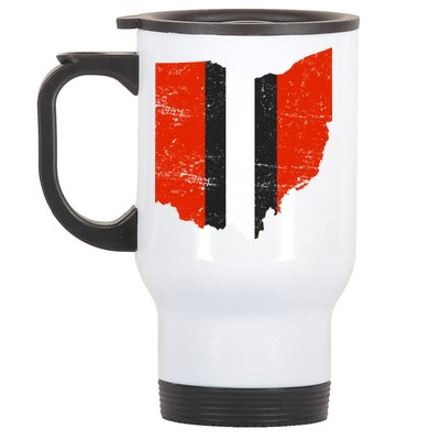 Ohio Cleveland Stripe Football Stainless Steel Travel Mug