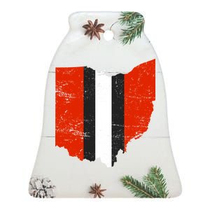 Ohio Cleveland Stripe Football Ceramic Bell Ornament