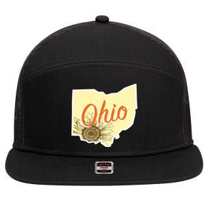 Ohio Floral Cute Flower 7 Panel Mesh Trucker Snapback Hat