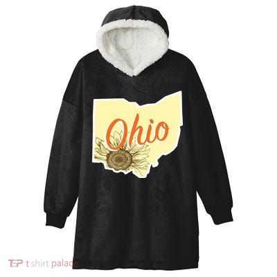Ohio Floral Cute Flower Hooded Wearable Blanket