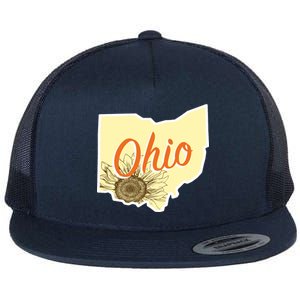 Ohio Floral Cute Flower Flat Bill Trucker Hat