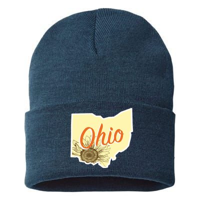 Ohio Floral Cute Flower Sustainable Knit Beanie