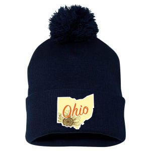 Ohio Floral Cute Flower Pom Pom 12in Knit Beanie