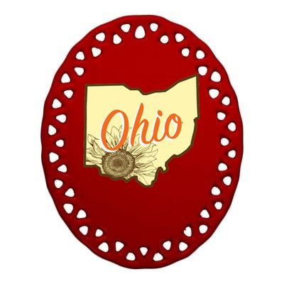 Ohio Floral Cute Flower Ceramic Oval Ornament