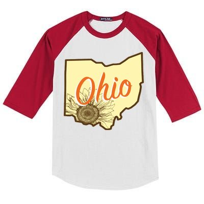 Ohio Floral Cute Flower Kids Colorblock Raglan Jersey