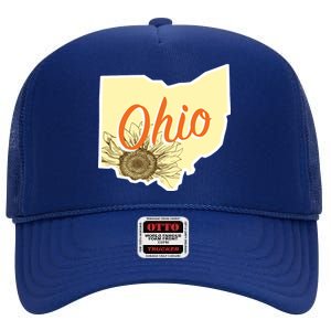 Ohio Floral Cute Flower High Crown Mesh Back Trucker Hat