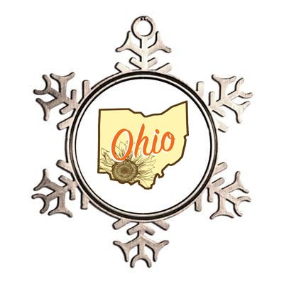 Ohio Floral Cute Flower Metallic Star Ornament