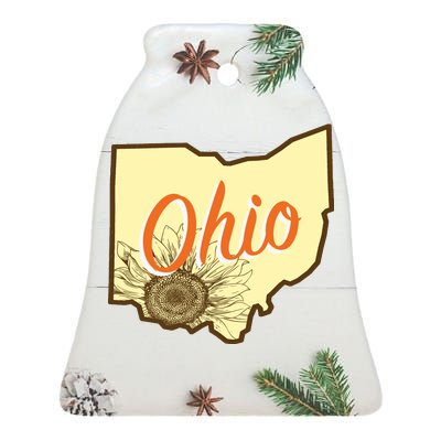 Ohio Floral Cute Flower Ceramic Bell Ornament