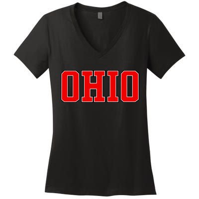 Ohio Jersey Block Logo Women's V-Neck T-Shirt