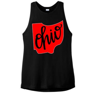 Ohio Outline State Ladies PosiCharge Tri-Blend Wicking Tank