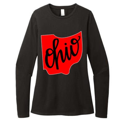 Ohio Outline State Womens CVC Long Sleeve Shirt