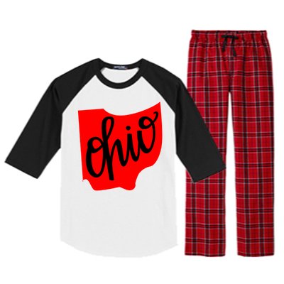 Ohio Outline State Raglan Sleeve Pajama Set