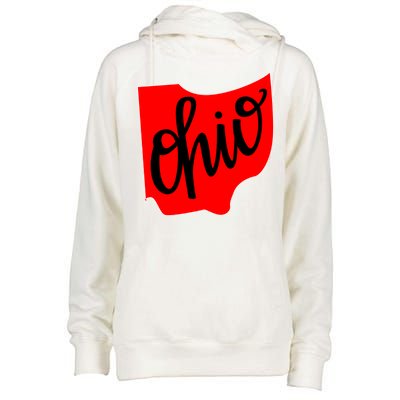 Ohio Outline State Womens Funnel Neck Pullover Hood