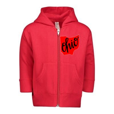 Ohio Outline State Toddler Zip Fleece Hoodie