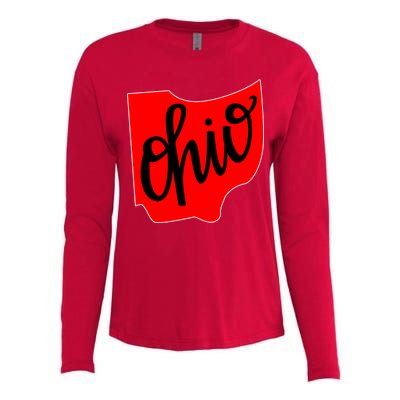 Ohio Outline State Womens Cotton Relaxed Long Sleeve T-Shirt