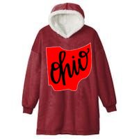 Ohio Outline State Hooded Wearable Blanket