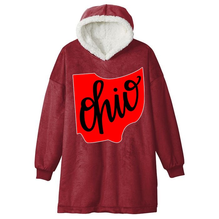 Ohio Outline State Hooded Wearable Blanket