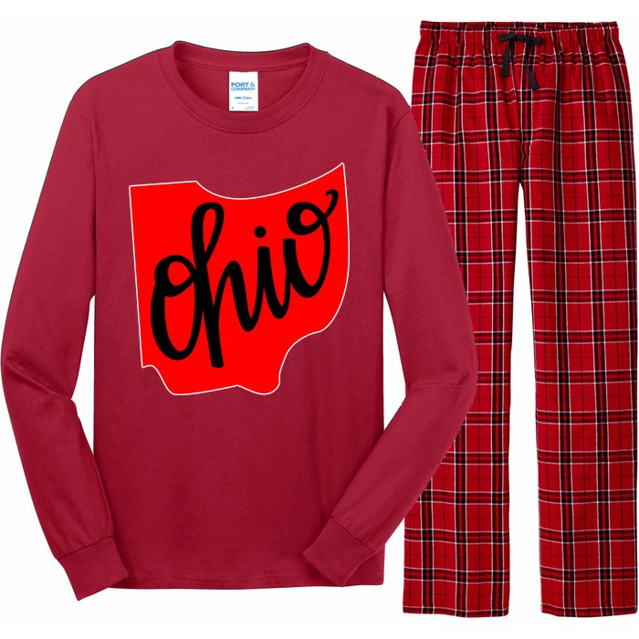 Ohio Outline State Long Sleeve Pajama Set