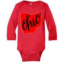 Ohio Outline State Baby Long Sleeve Bodysuit