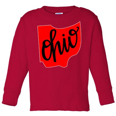 Ohio Outline State Toddler Long Sleeve Shirt