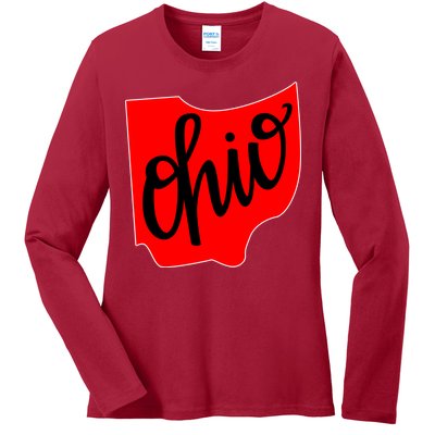 Ohio Outline State Ladies Long Sleeve Shirt