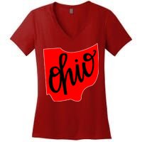 Ohio Outline State Women's V-Neck T-Shirt