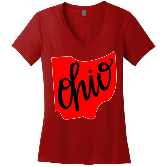 Ohio Outline State Women's V-Neck T-Shirt