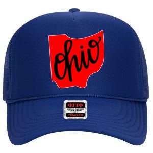 Ohio Outline State High Crown Mesh Back Trucker Hat