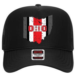 Ohio State Pride Striped High Crown Mesh Back Trucker Hat