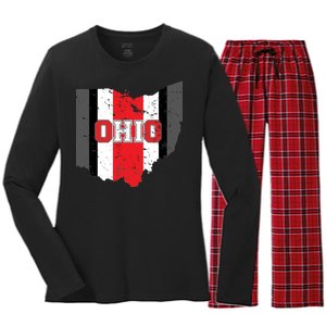 Ohio State Pride Striped Women's Long Sleeve Flannel Pajama Set 